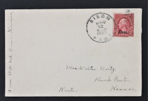 US #660 Kansas on Kansas Small Cover from Tiny Town Bison Kansas Nov 12, 1929