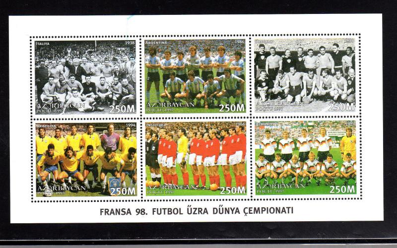 AZERBAIJAN #665  1997  WORLD CUP SOCCER    MINT  VF NH  O.G  SHEET 6