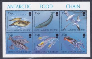 British Antarctic 230 (BAT) 1994 Antarctic Food Chain Souvenir Sheet of 6