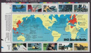 1992 WWII 2nd Year Sc 2697a-j MNH pane of 10 different issues - Typical