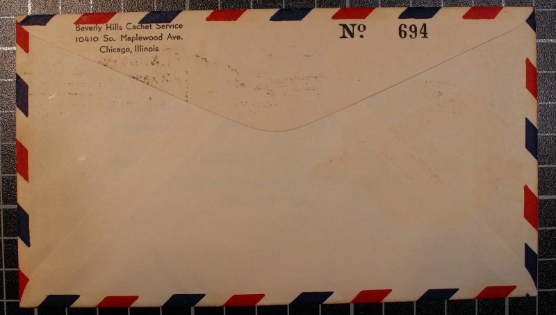 Scott C19 - Winged Globe - Beverly Hills FDC - Unaddressed - # 694