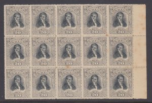 Ecuador 1901 20c Gray & Black Marginal Block x 15 MNH. Scott 149