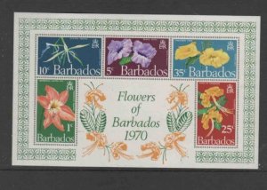 BARBADOS #348-352a 1970 FLOWERS MINT VF NH O.G 