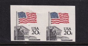 1981 Imperforate pair Sc 1895d 20c Flag Supreme Court coil error MNH (D83