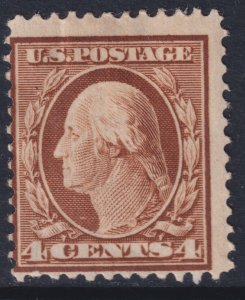 Sc# 334 U.S 1908 - 1909 George Washington 4¢ MHH issue with remnant CV $35.00