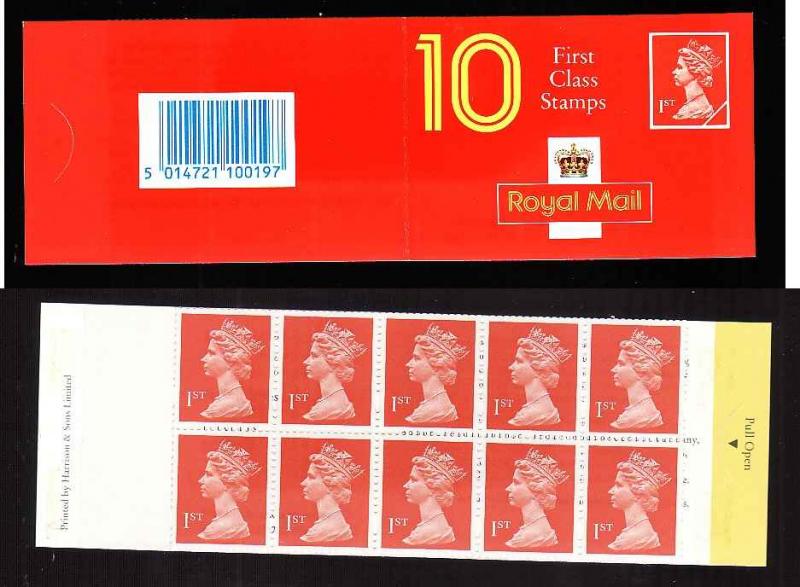 Great Britain BK1094- ten 1st class stamps-complete NH booklet-