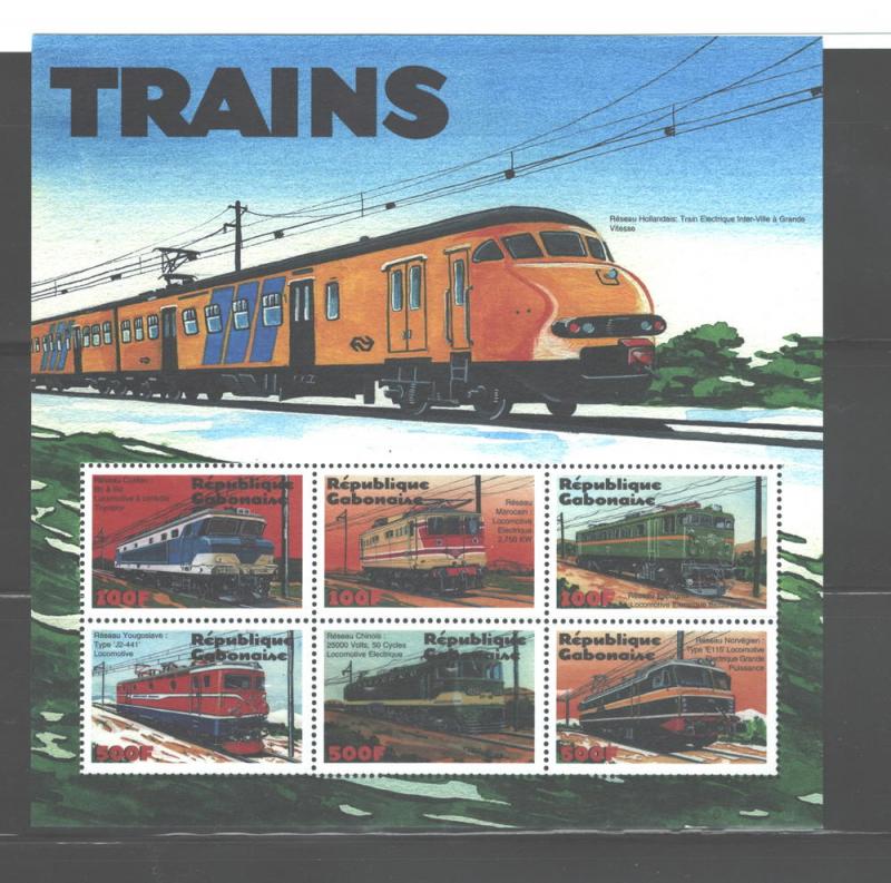 REP.GABONAISE 2000TRAINS-LOKOMOTIVESSheet of 6+MSs#991-994