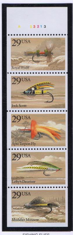 United States Sc 2549a 1991 Fishing Flies  stamp booklet pane mint NH