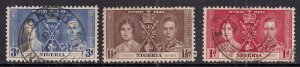 Nigeria 1937 KGV1 Set Coronation Used SG 46 – 48 ( J1364 )