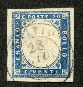 Italian States- Sardinia, Scott #12b, Used