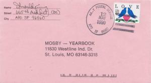 United States A.P.O.'s 25c Love Birds 1990 Army Postal Service, APO SF 96460 ...