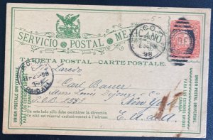1898 Mexico City Mexico Postal Stationery Postcard Cover To New York USA