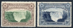 Southern Rhodesia 37b perf 12.5, 37A, MNH. Michel 36-37. Victoria falls 1935.