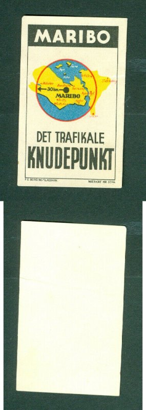 Denmark. Poster Stamp 1950s. Local.Town: Maribo. Map. Traffic,Junction Center.