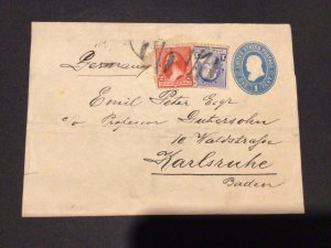 United Staes WM Brewing Co to Baden 1891 postal wrapper  Ref 59527