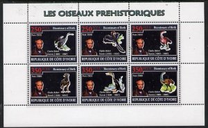 IVORY COAST - 2009 - Darwin, Prehistoric Birds - Perf 6v Sheet-MNH-Private Issue