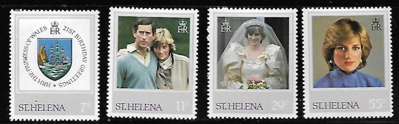 ST HELENA 372-375 MINT HING C/SET PRINCESS DIANA ISSUE 1982