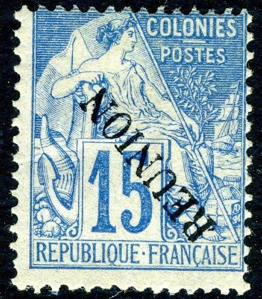 REUNION-1891 15c Blue/Pale Blue with overprint inverted Sg 22Aa MOUNTED MINT 