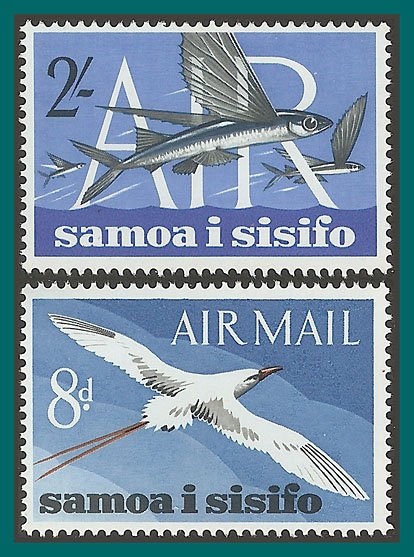 Samoa 1965 Airmail Bird Fish, MNH #C1-C2,SG263-264