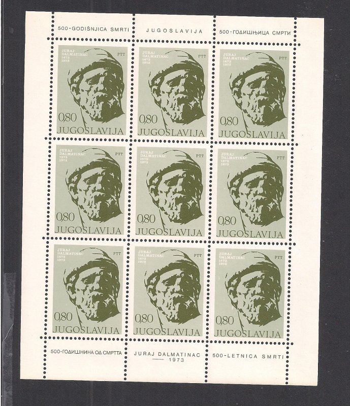 YUGOSLAVIA  SC# 1158  MINISHEET/9  FVF/MNH 1973