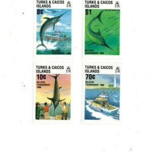 Turks and Caicos 1988 - Fish Tournament - Set of 4 Stamps Scott #752-5 - MNH