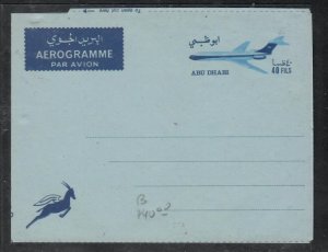 ABU DHABI  (P2406B)   40F AIRPLANE  AEROGRAM UNUSED 