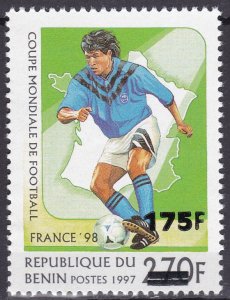 BENIN 2005 1375 175F €60 FOOTBALL WORLD CUP FRANCE 1998 OVERPRINT SURCHARGE MNH-