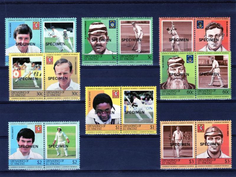 St Vincent Grenadines 1984 Cricketers #1 (16) Specimen MNH