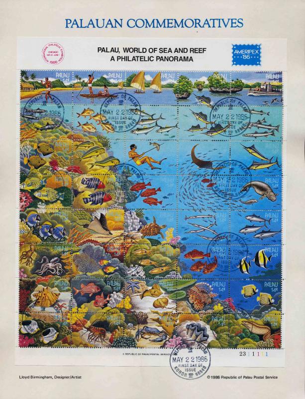 Palau 103 on Souvenir Page - Sea & Reef, Marine Life, Boats, Coral, Shells