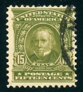 US Stamp #309 Henry Clay 15c - USED - CV $12.50