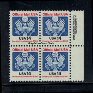 BOBPLATES #O129A Official Copyright Block of 4 F-VF MNH  ~ See Details for Pos