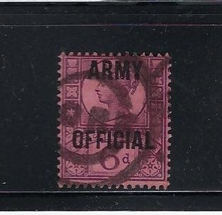 GREAT BRITAIN SCOTT #O58 1901 ARMY OFFICIAL 6P (VIOLET/ROSE) OVERPRINTS- USED