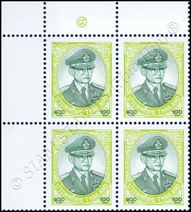 King Bhumibol 10th Series 100 Baht 1st PRINT CARTOR -BLOCK OF 4 TOP LEFT- (MNH)