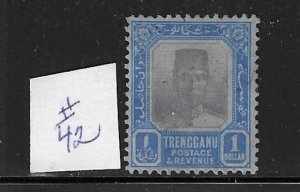 MALAYA-TRENGANU SCOTT #42 1921 $1- WMK 3 -MINT HINGED