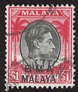 1937-1941 Straits Settlements overprint: BMA Malaya King George VI, 1$ (LL-52)