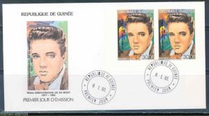 GUINEA ELVIS PRESLEY 10th DEATH ANNIVERSARY PAIR IMPERFORATE 1993 OVERPRINTS FDC