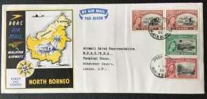 1956 Malayan Airways BOAC Jesselton North Borneo to London SG#387-389 M2861