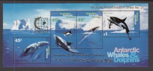 Australian Antarctic Territory L97b Whales Souvenir Sheet MNH VF