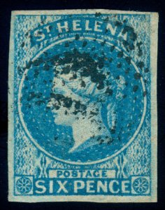 MOMEN: ST HELENA SG #1 1856 IMPERF USED LOT #60413