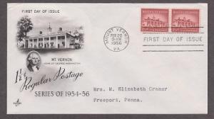 1032 Mount Vernon ArtCraft FDC with neatly typewritten address