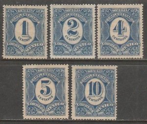 MEXICO J1-J5, Postage Due. COMPLETE SET, UNUSED, H OG. F-VF.