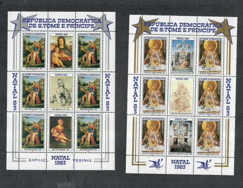 St. Thomas+Prince Is Sc#707-708 M/NH/VF, 2 Sheets/6+3 Labels, Cv. $36