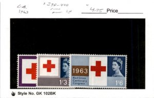 Great Britain, Postage Stamp, #398-400 Mint LH, 1963 Red Cross (AC)