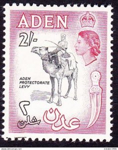 ADEN 1956 QEII 2/- Black & Carmine-Red SG66 MH