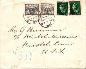 SCHALLSTAMPS NEDERLAND 1940 POSTAL HISTORY WWII CENSORED COVER ADDR USA CANC