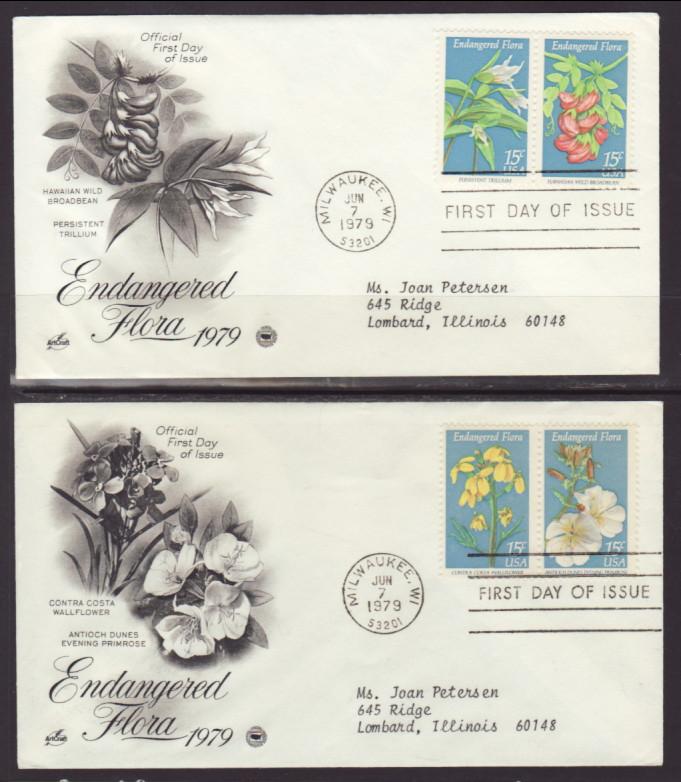 US 1783-1786 Endangered Flora S/2 PCS Typed FDC