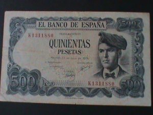 ​SPAIN-1971-BANK OF SPAIN-$500 PESETAS-CIRCULATED NOTE VF-53 YEARS OLD