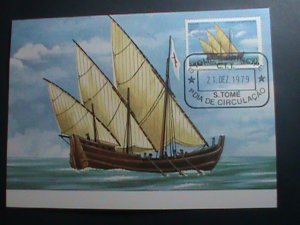 ​ST.THOMAS-1979-SC#534 MAXIMUM- CARD-HISTORY OF NAVIGATION-SHIPS MNH SHEET VF