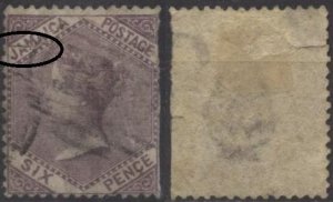 Jamaica 5 (used, tear, rough edge right) 6p Victoria, lilac (1860)