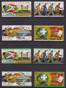 Burundi Sc 460/C206 MLH. 1974 UPU Centenary, imperf se-tenant pairs,complete set